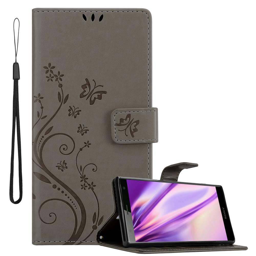 Cadorabo Hülle für Sony Xperia XZ2 Schutz Hülle in Grau Schutzhülle Handy Hülle Etui Case Blumen Flower