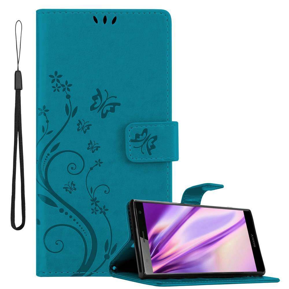 Cadorabo Hülle für Sony Xperia XZ2 Schutz Hülle in Blau Schutzhülle Handy Hülle Etui Case Blumen Flower