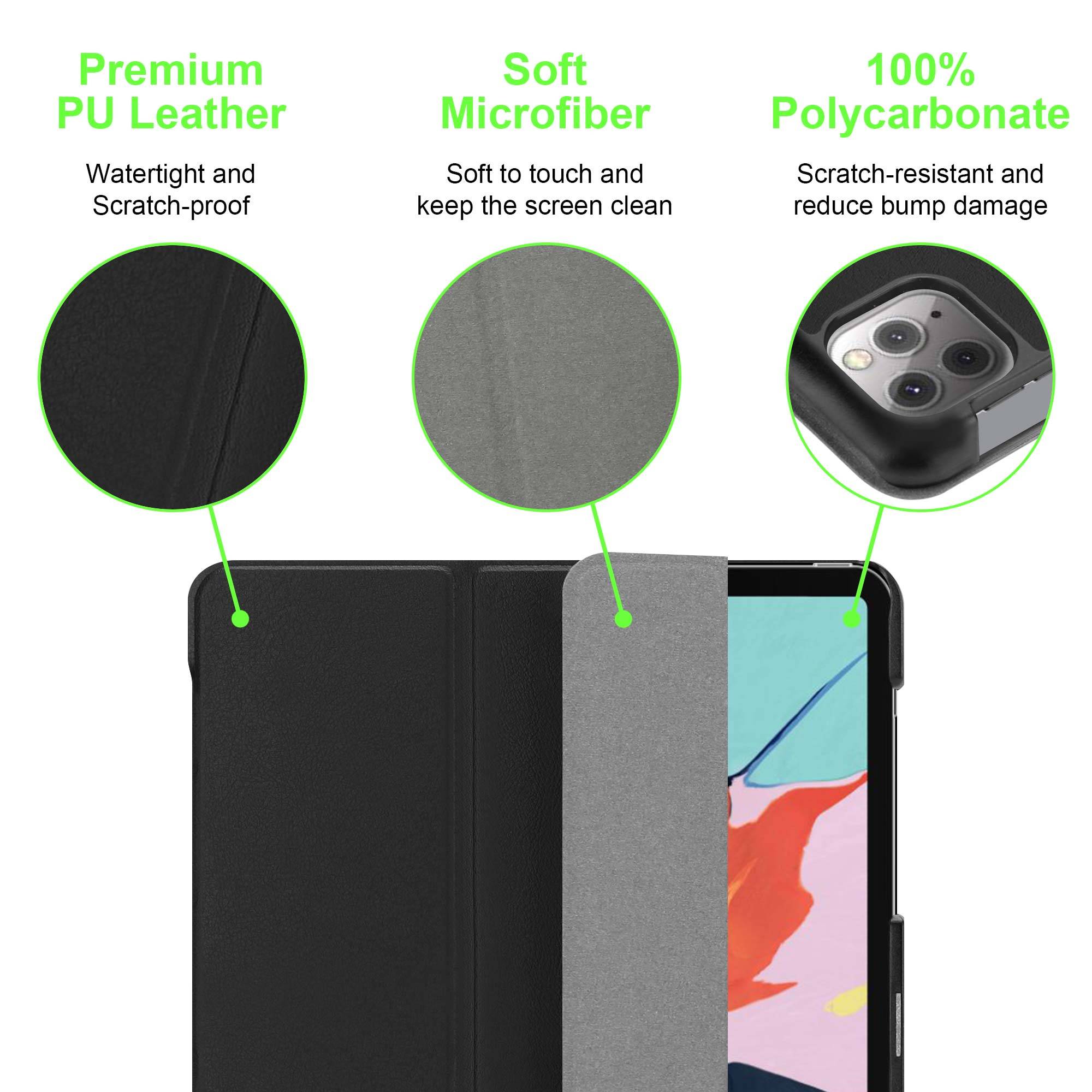 Cadorabo Schutzhülle für Apple iPad PRO 11 2020 (11 Zoll) Tablet Hülle in Schwarz Etui Case Cover Tasche Auto Wake up