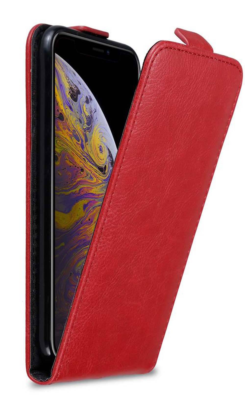 Cadorabo Hülle für Apple iPhone XS MAX Schutz Hülle in Rot Flip Etui Handyhülle Case Cover