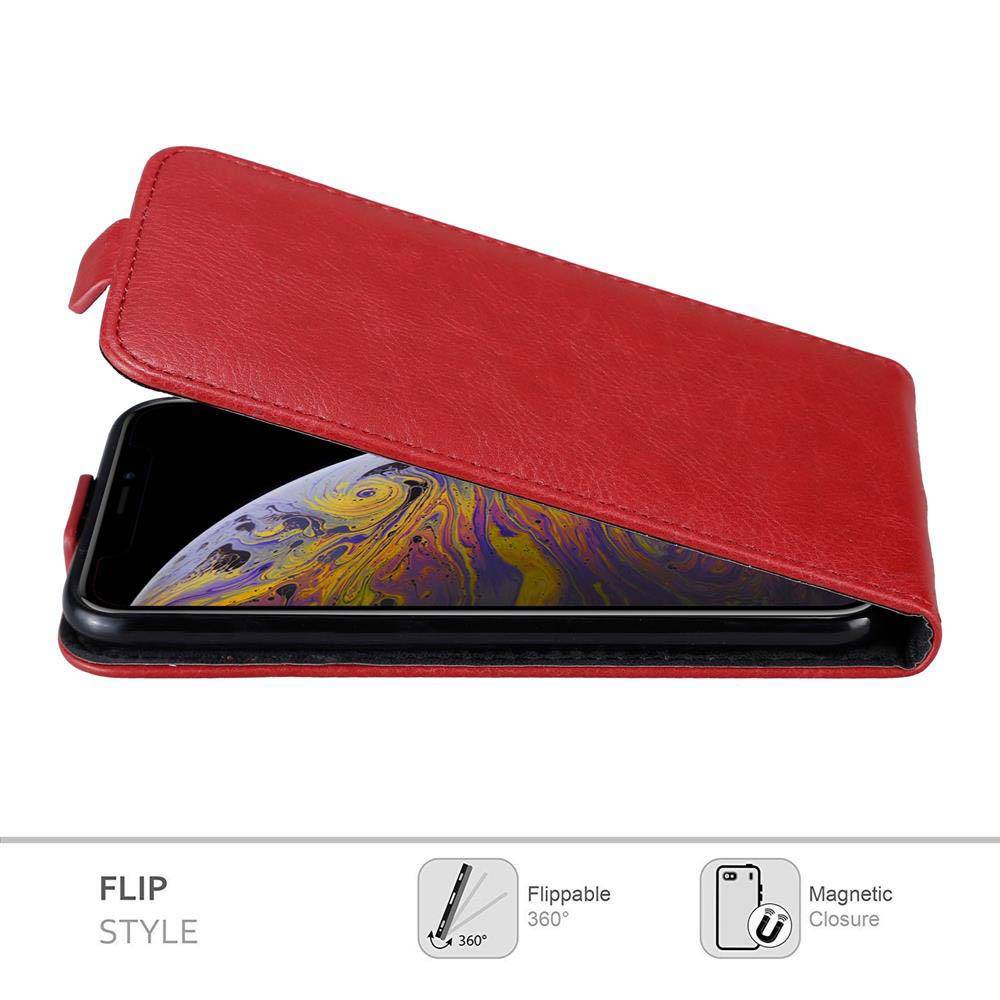 Cadorabo Hülle für Apple iPhone XS MAX Schutz Hülle in Rot Flip Etui Handyhülle Case Cover