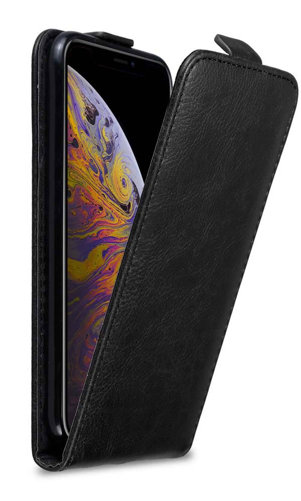 Cadorabo Hülle für Apple iPhone XS MAX Schutz Hülle in Schwarz Flip Etui Handyhülle Case Cover