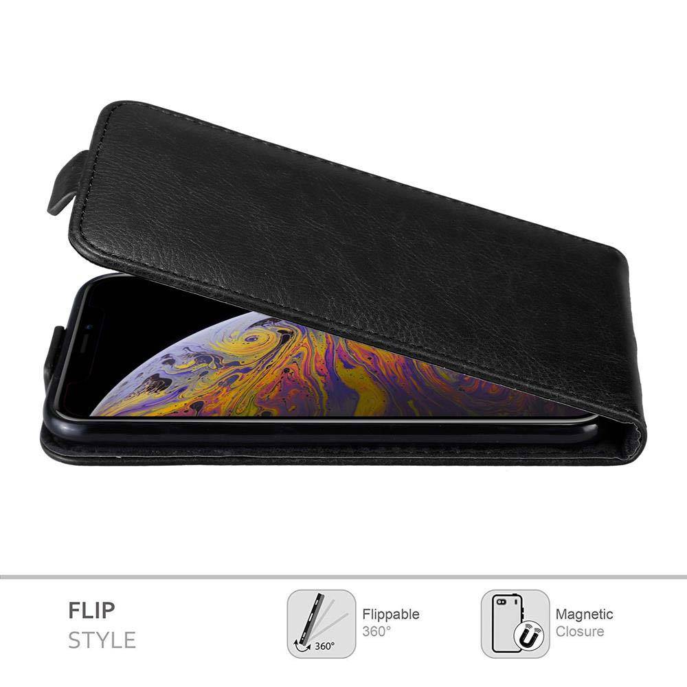 Cadorabo Hülle für Apple iPhone XS MAX Schutz Hülle in Schwarz Flip Etui Handyhülle Case Cover