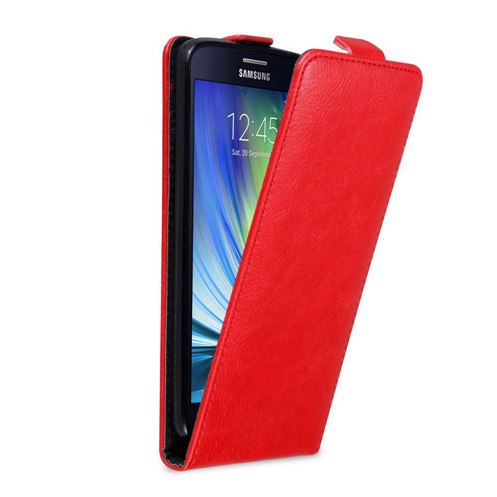 Cadorabo Hülle für Samsung Galaxy A8 2015 Schutz Hülle in Rot Flip Etui Handyhülle Case Cover
