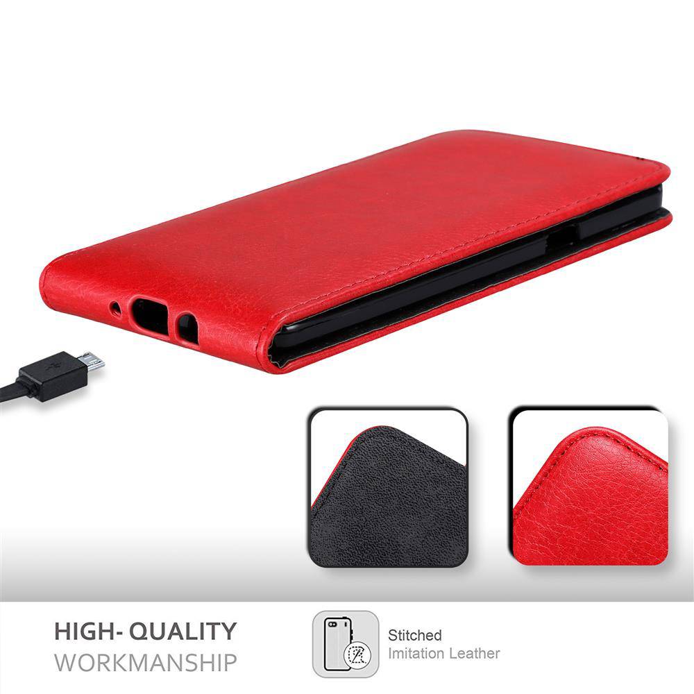 Cadorabo Hülle für Samsung Galaxy A8 2015 Schutz Hülle in Rot Flip Etui Handyhülle Case Cover