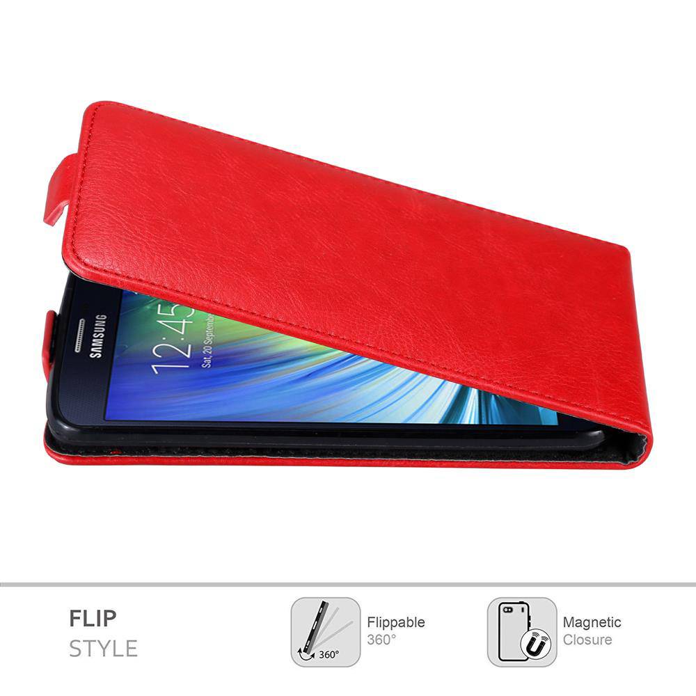 Cadorabo Hülle für Samsung Galaxy A8 2015 Schutz Hülle in Rot Flip Etui Handyhülle Case Cover