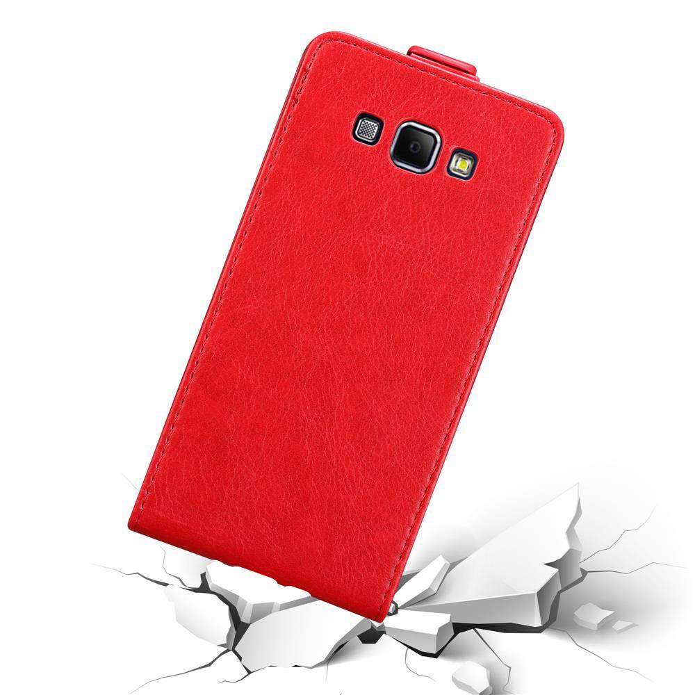 Cadorabo Hülle für Samsung Galaxy A8 2015 Schutz Hülle in Rot Flip Etui Handyhülle Case Cover