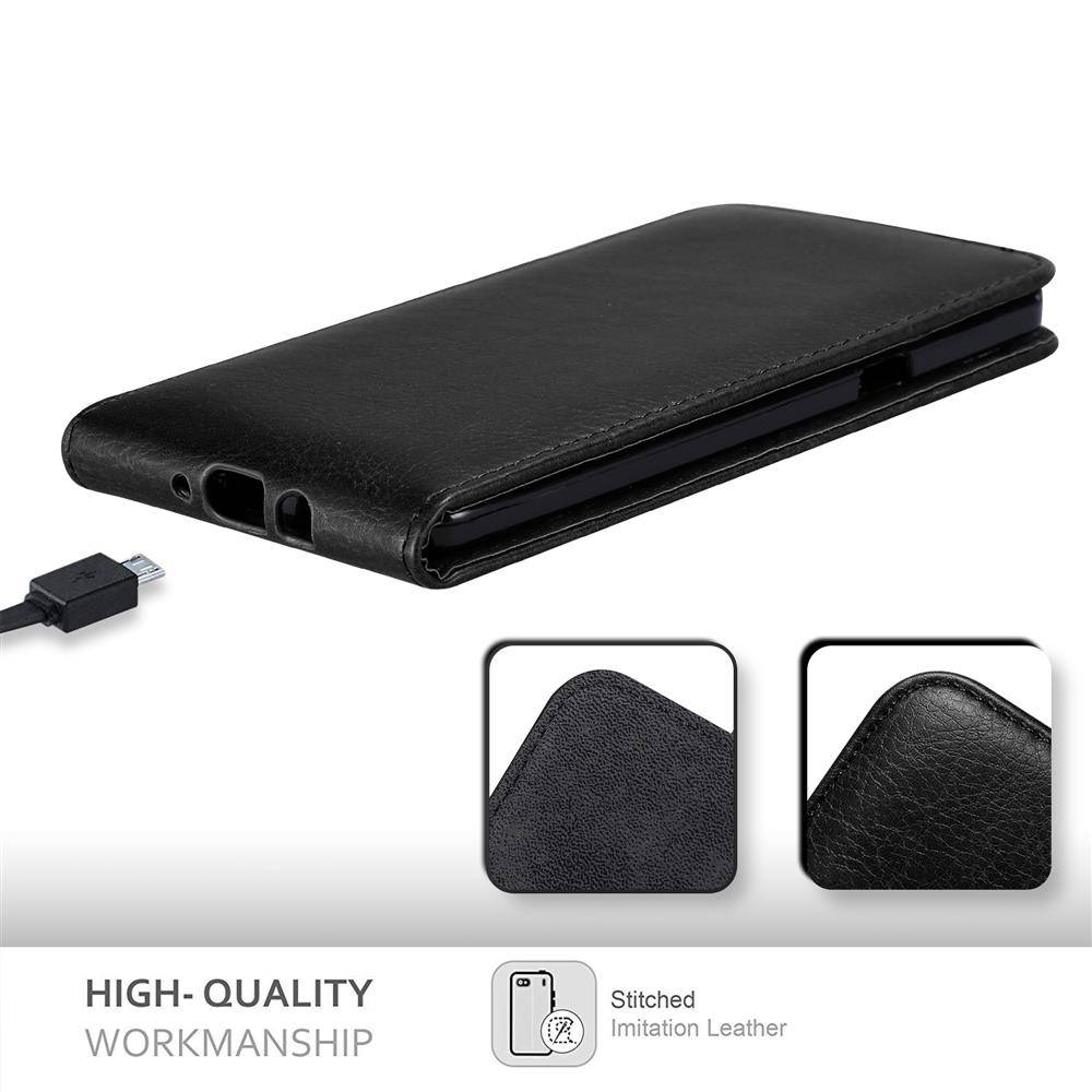 Cadorabo Hülle für Samsung Galaxy A8 2015 Schutz Hülle in Schwarz Flip Etui Handyhülle Case Cover
