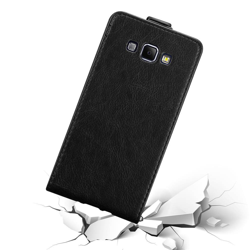 Cadorabo Hülle für Samsung Galaxy A8 2015 Schutz Hülle in Schwarz Flip Etui Handyhülle Case Cover