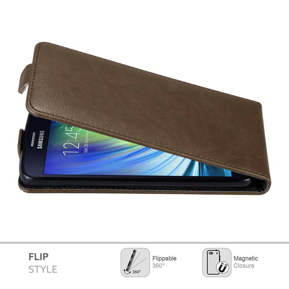 Cadorabo Hülle für Samsung Galaxy A8 2015 Schutz Hülle in Braun Flip Etui Handyhülle Case Cover