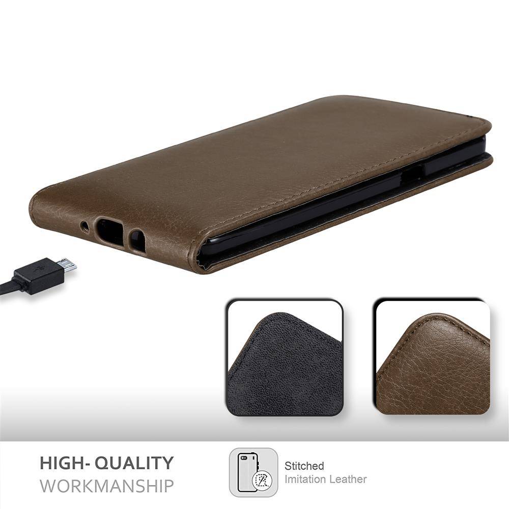 Cadorabo Hülle für Samsung Galaxy A8 2015 Schutz Hülle in Braun Flip Etui Handyhülle Case Cover