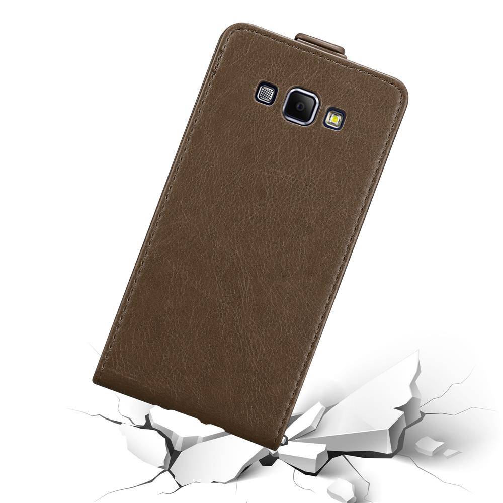 Cadorabo Hülle für Samsung Galaxy A8 2015 Schutz Hülle in Braun Flip Etui Handyhülle Case Cover