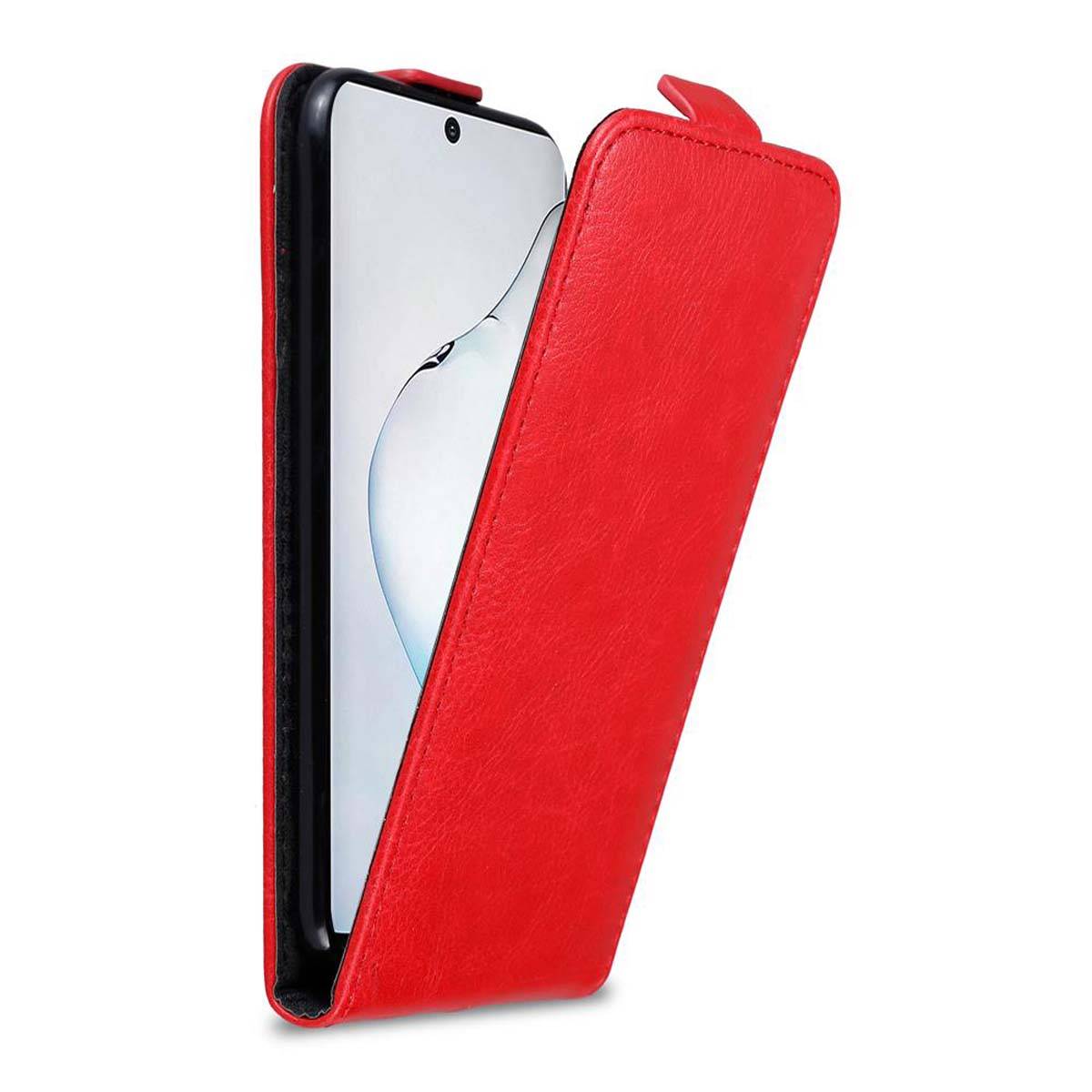 Cadorabo Hülle für Samsung Galaxy NOTE 10 Schutz Hülle in Rot Flip Etui Handyhülle Case Cover