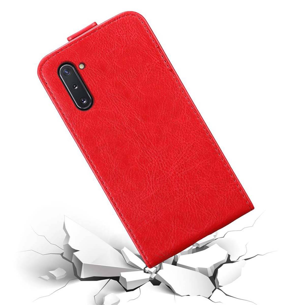 Cadorabo Hülle für Samsung Galaxy NOTE 10 Schutz Hülle in Rot Flip Etui Handyhülle Case Cover