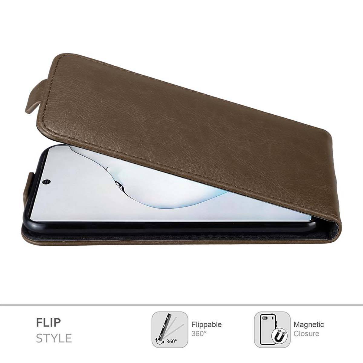 Cadorabo Hülle für Samsung Galaxy NOTE 10 Schutz Hülle in Braun Flip Etui Handyhülle Case Cover