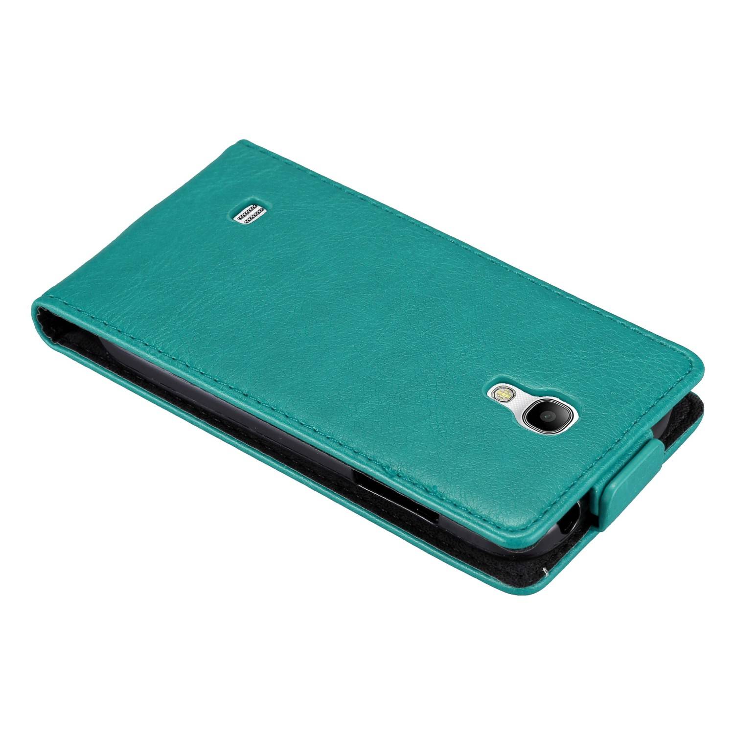 Cadorabo Hülle für Samsung Galaxy S4 MINI Schutz Hülle in Türkis Flip Etui Handyhülle Case Cover