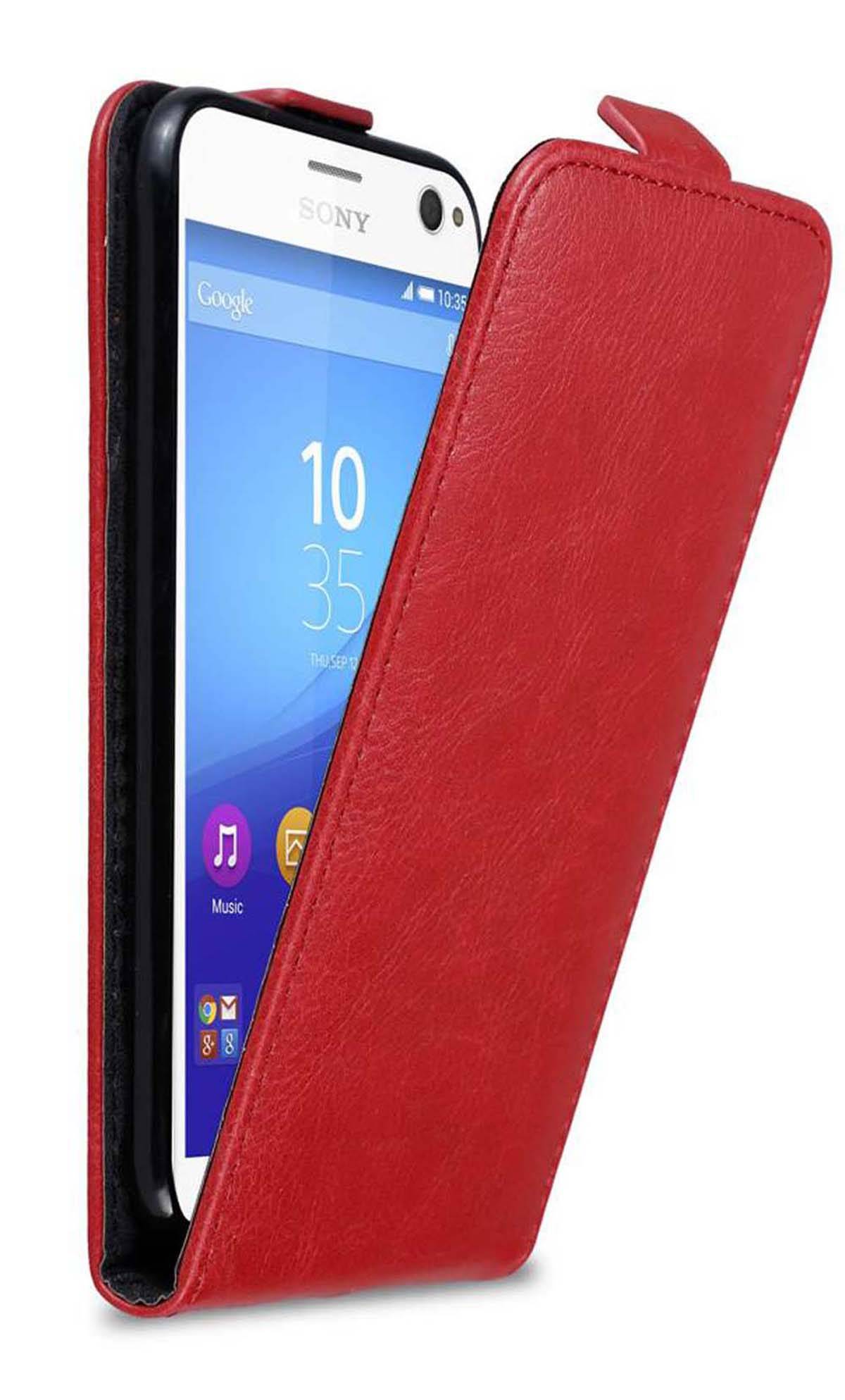 Cadorabo Hülle für Sony Xperia C4 Schutz Hülle in Rot Flip Etui Handyhülle Case Cover