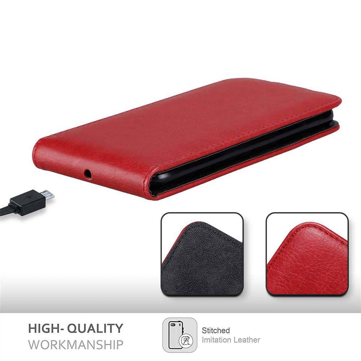 Cadorabo Hülle für Sony Xperia C4 Schutz Hülle in Rot Flip Etui Handyhülle Case Cover