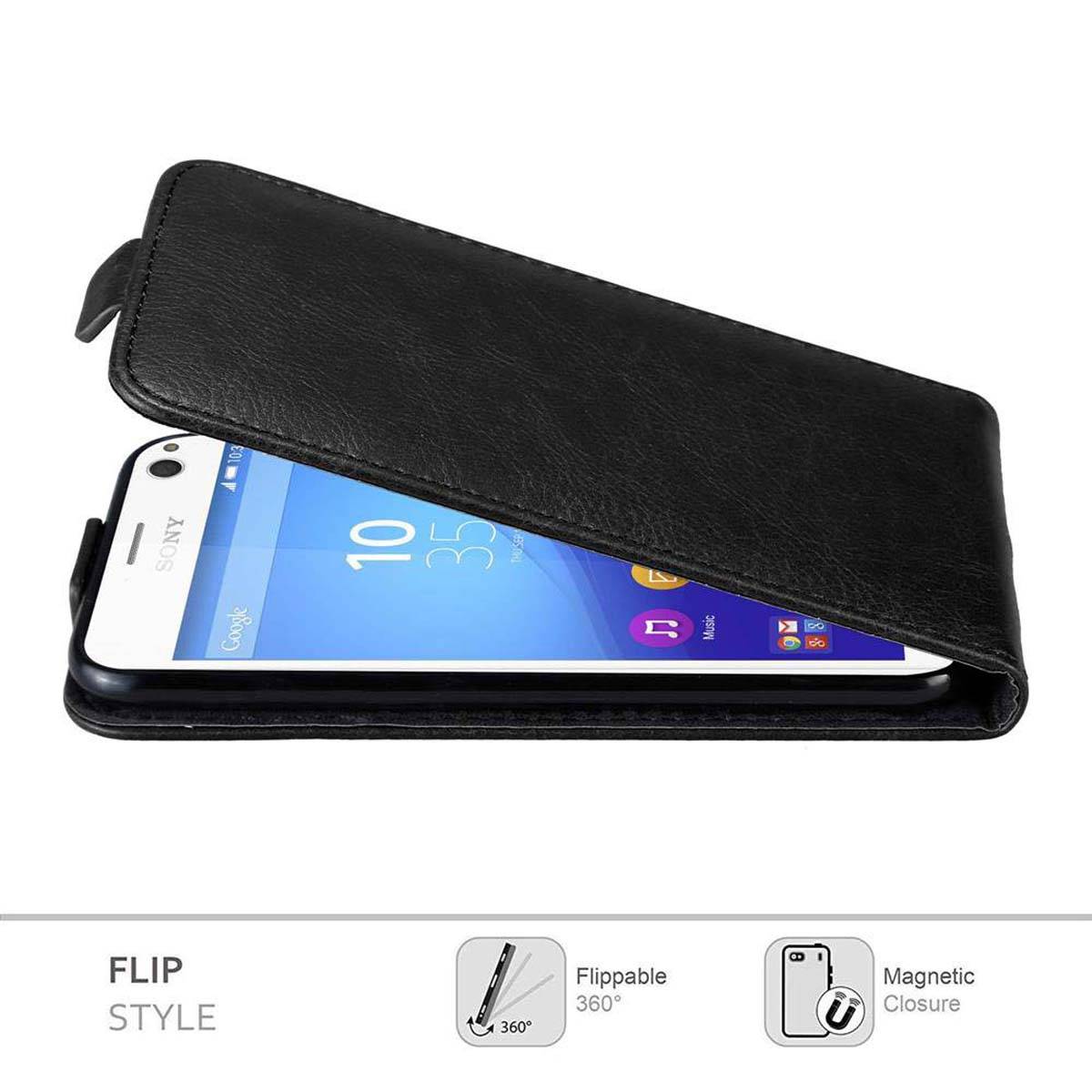 Cadorabo Hülle für Sony Xperia C4 Schutz Hülle in Schwarz Flip Etui Handyhülle Case Cover