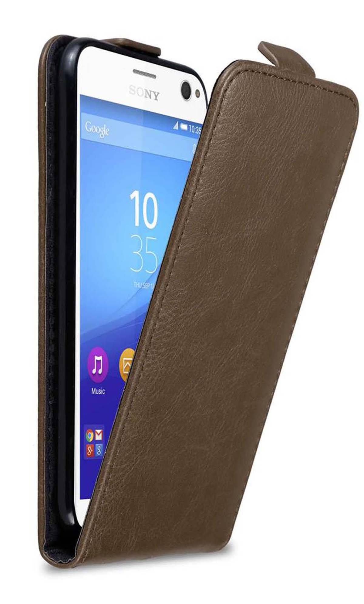 Cadorabo Hülle für Sony Xperia C4 Schutz Hülle in Braun Flip Etui Handyhülle Case Cover
