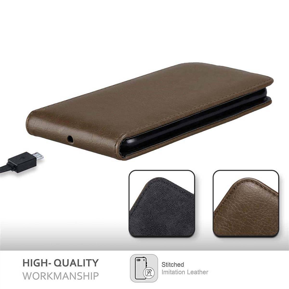 Cadorabo Hülle für Sony Xperia C4 Schutz Hülle in Braun Flip Etui Handyhülle Case Cover