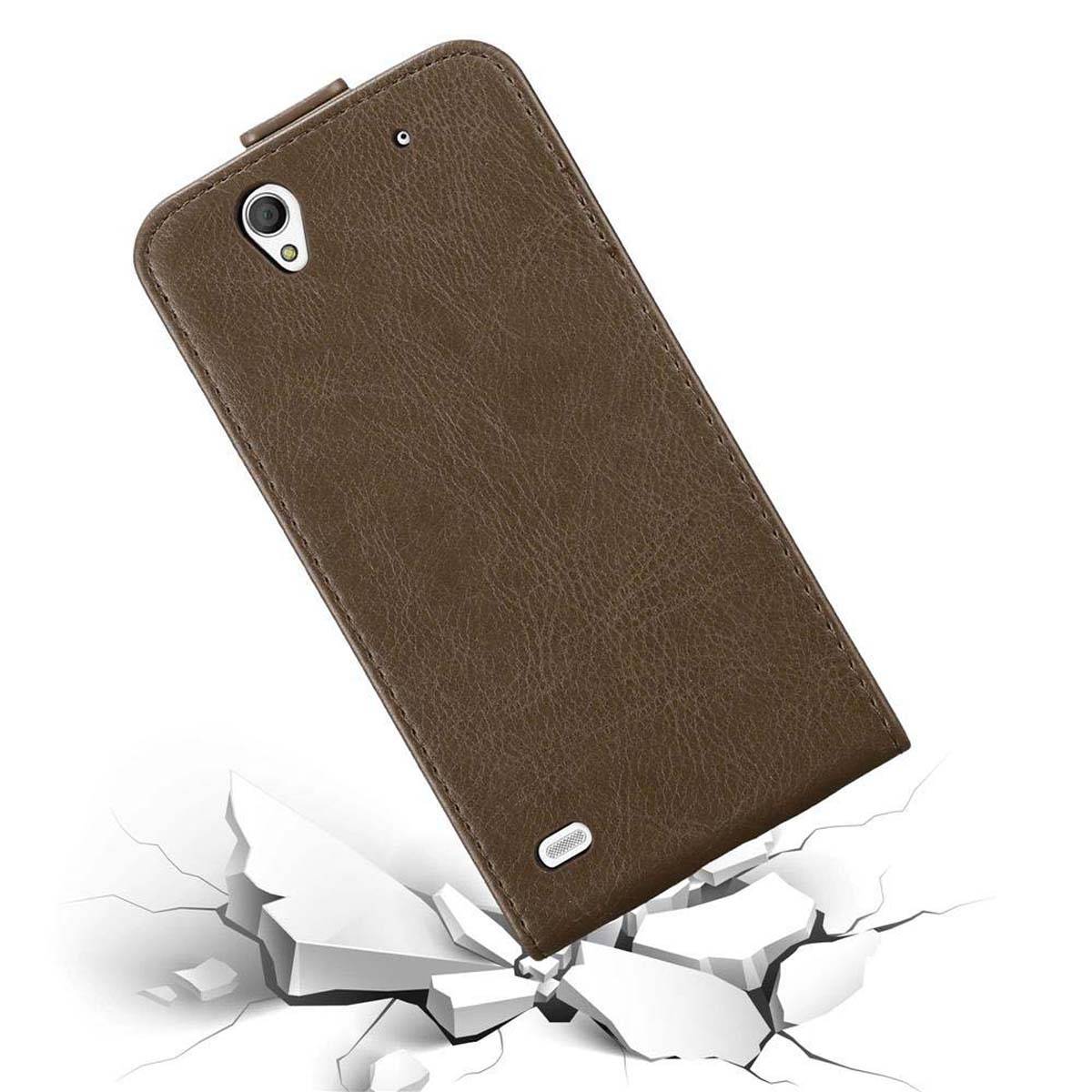 Cadorabo Hülle für Sony Xperia C4 Schutz Hülle in Braun Flip Etui Handyhülle Case Cover