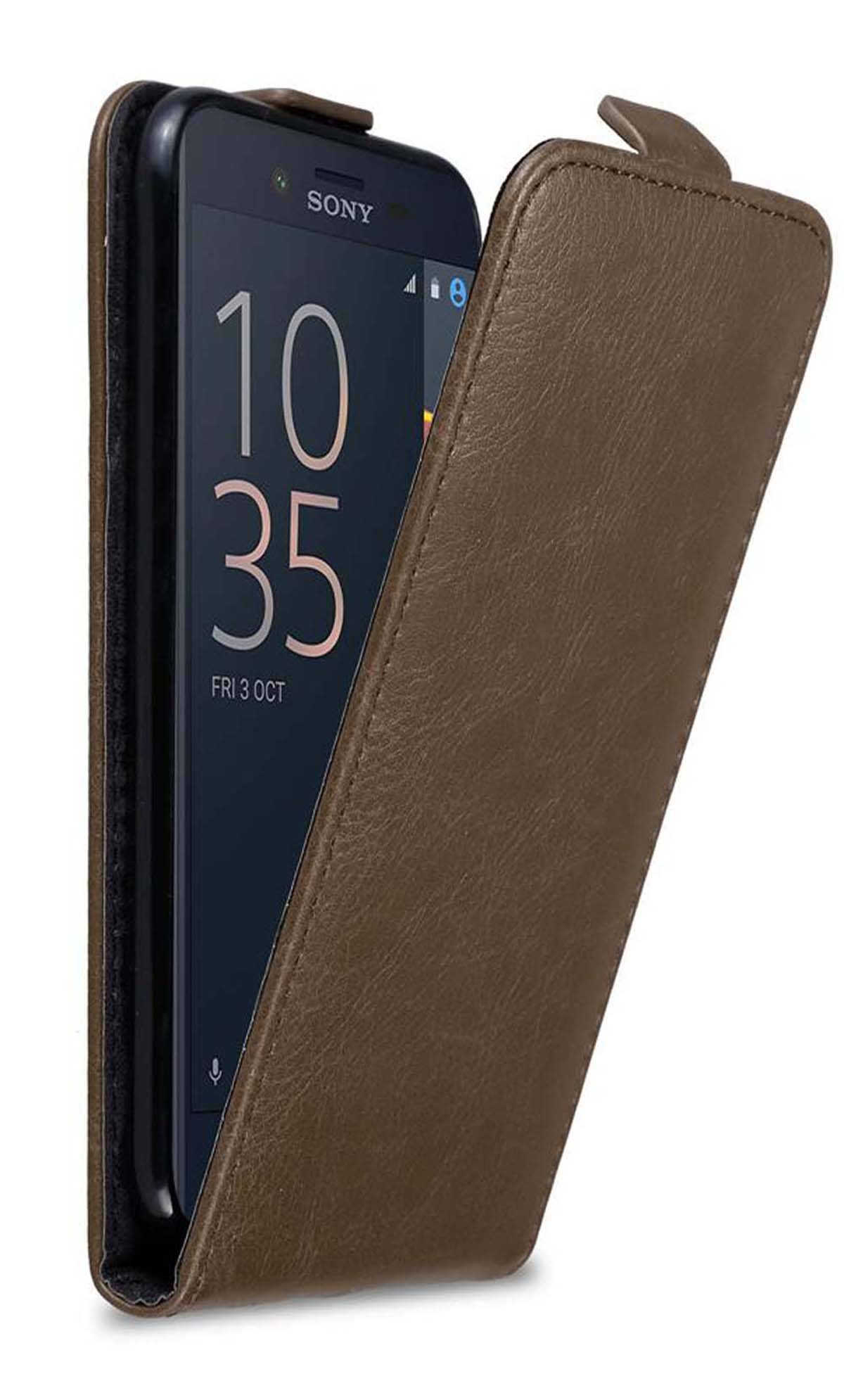 Cadorabo Hülle für Sony Xperia X COMPACT Schutz Hülle in Braun Flip Etui Handyhülle Case Cover