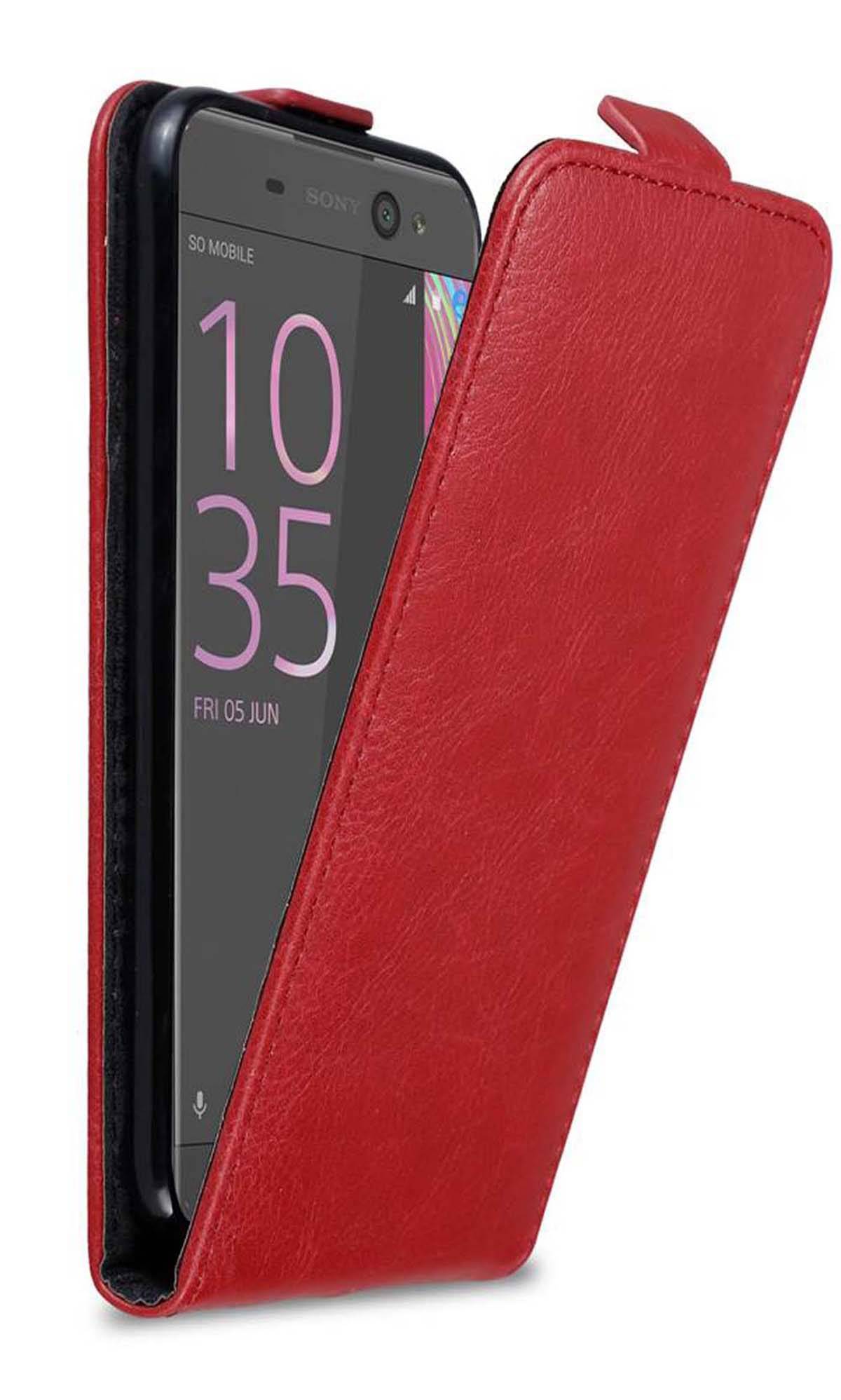 Cadorabo Hülle für Sony Xperia XA Schutz Hülle in Rot Flip Etui Handyhülle Case Cover