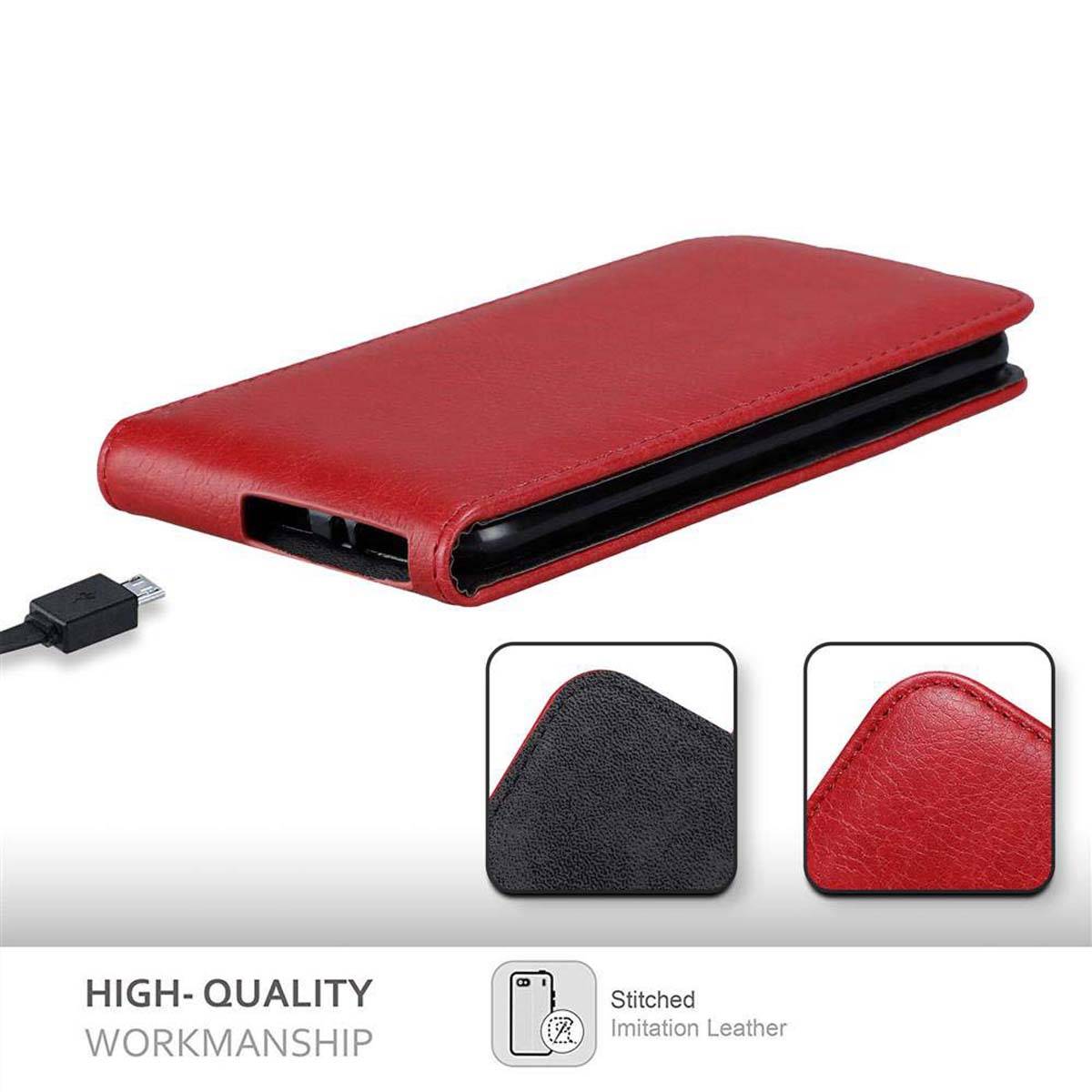 Cadorabo Hülle für Sony Xperia XA Schutz Hülle in Rot Flip Etui Handyhülle Case Cover