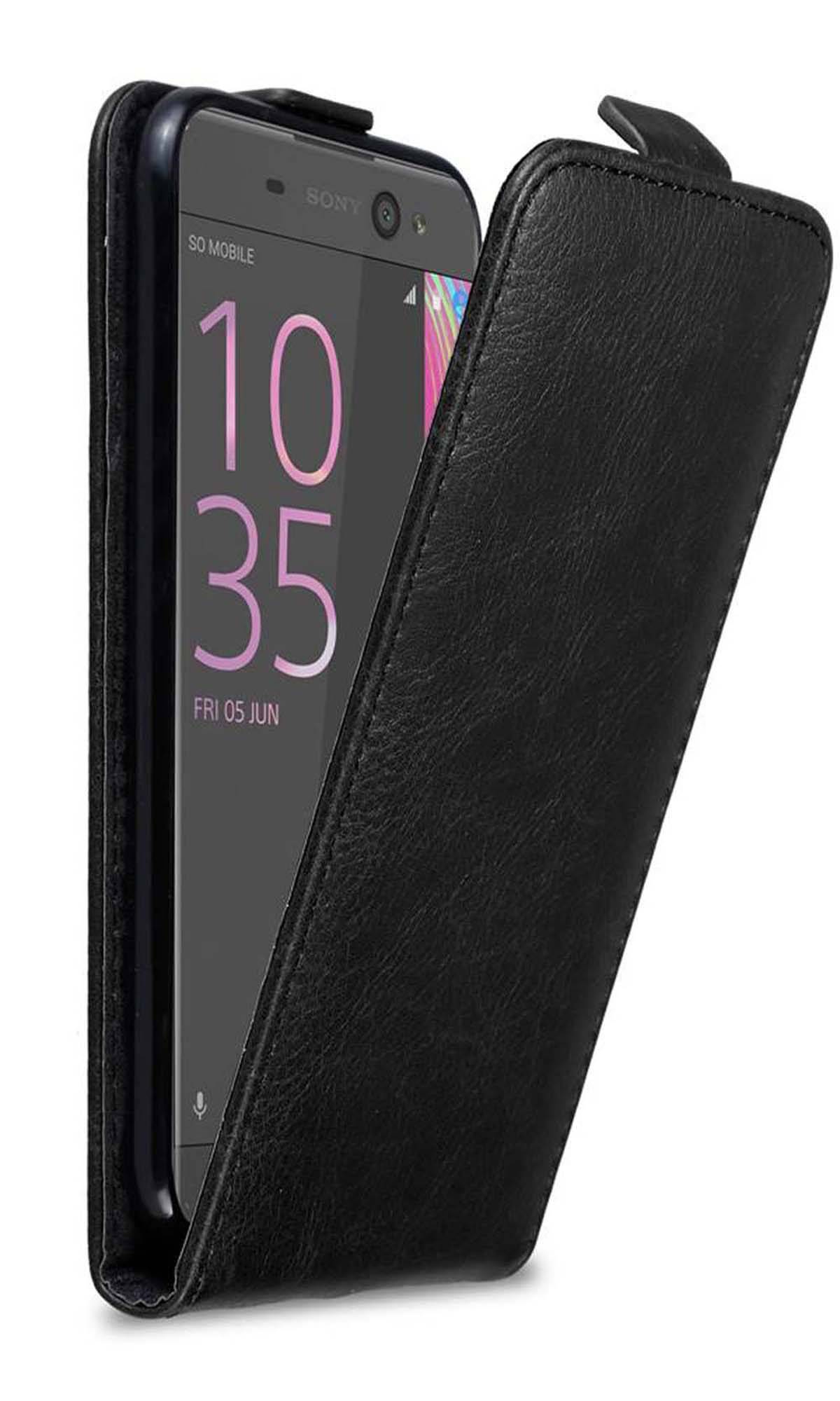 Cadorabo Hülle für Sony Xperia XA Schutz Hülle in Schwarz Flip Etui Handyhülle Case Cover