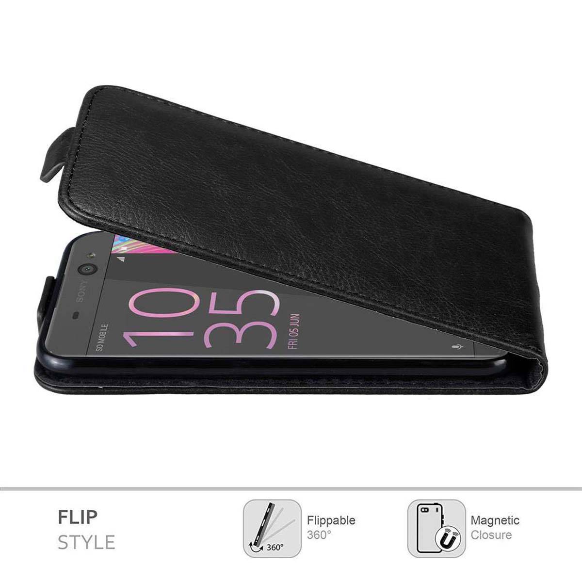 Cadorabo Hülle für Sony Xperia XA Schutz Hülle in Schwarz Flip Etui Handyhülle Case Cover