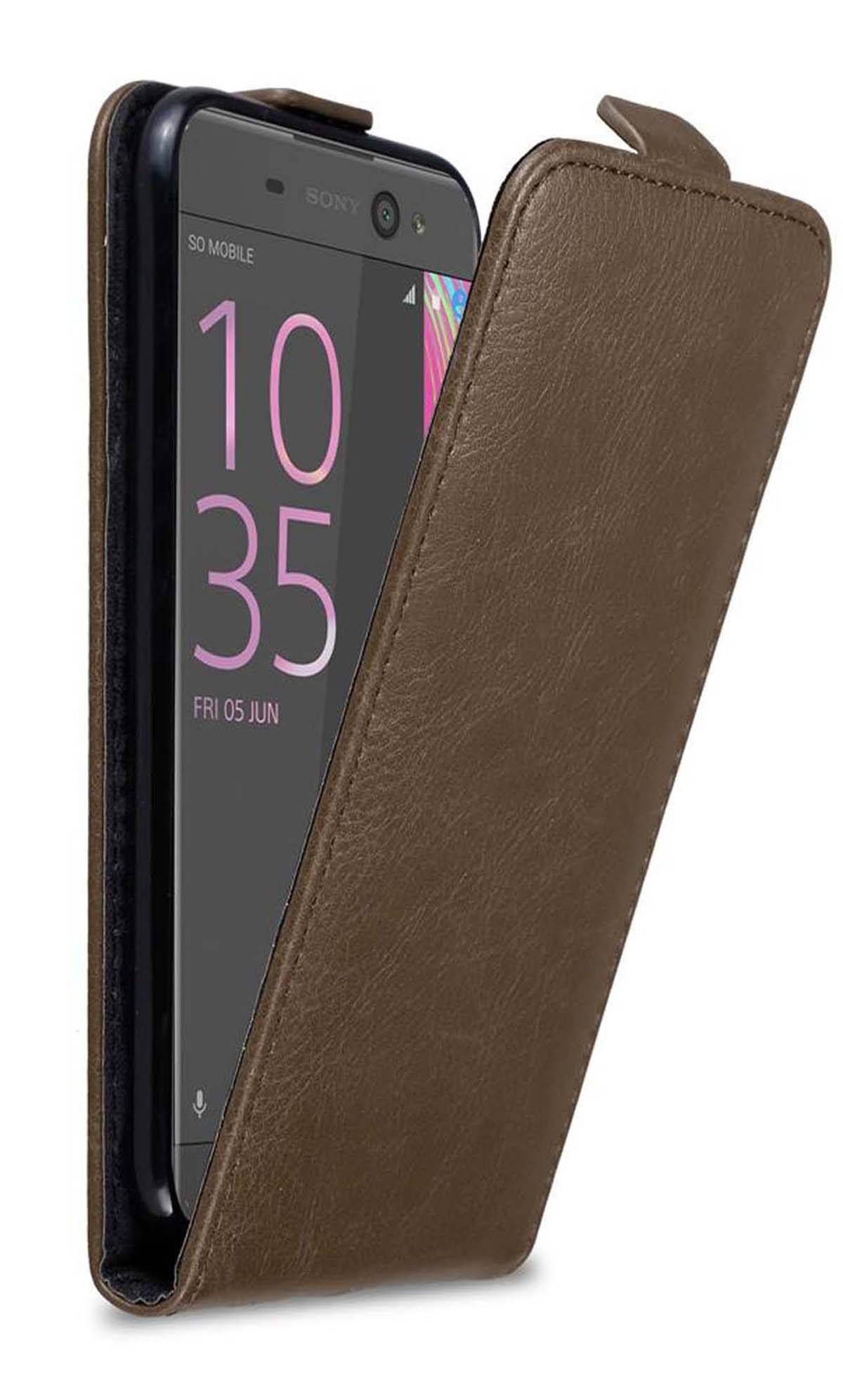 Cadorabo Hülle für Sony Xperia XA Schutz Hülle in Braun Flip Etui Handyhülle Case Cover