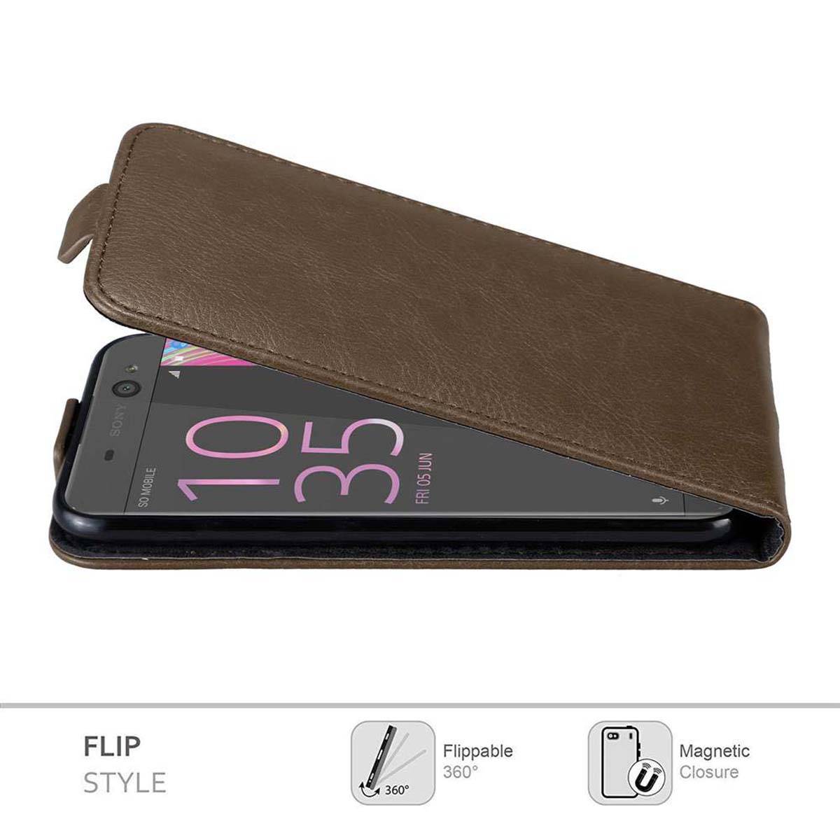 Cadorabo Hülle für Sony Xperia XA Schutz Hülle in Braun Flip Etui Handyhülle Case Cover