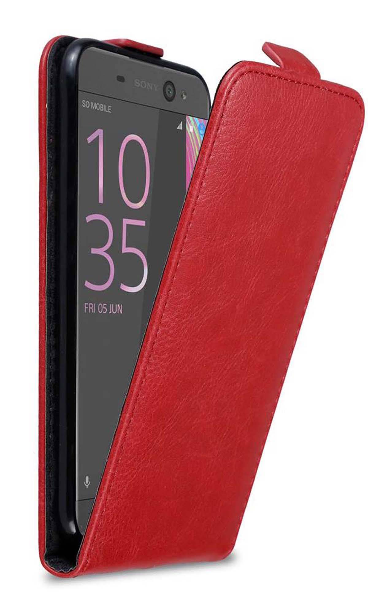 Cadorabo Hülle für Sony Xperia XA ULTRA Schutz Hülle in Rot Flip Etui Handyhülle Case Cover