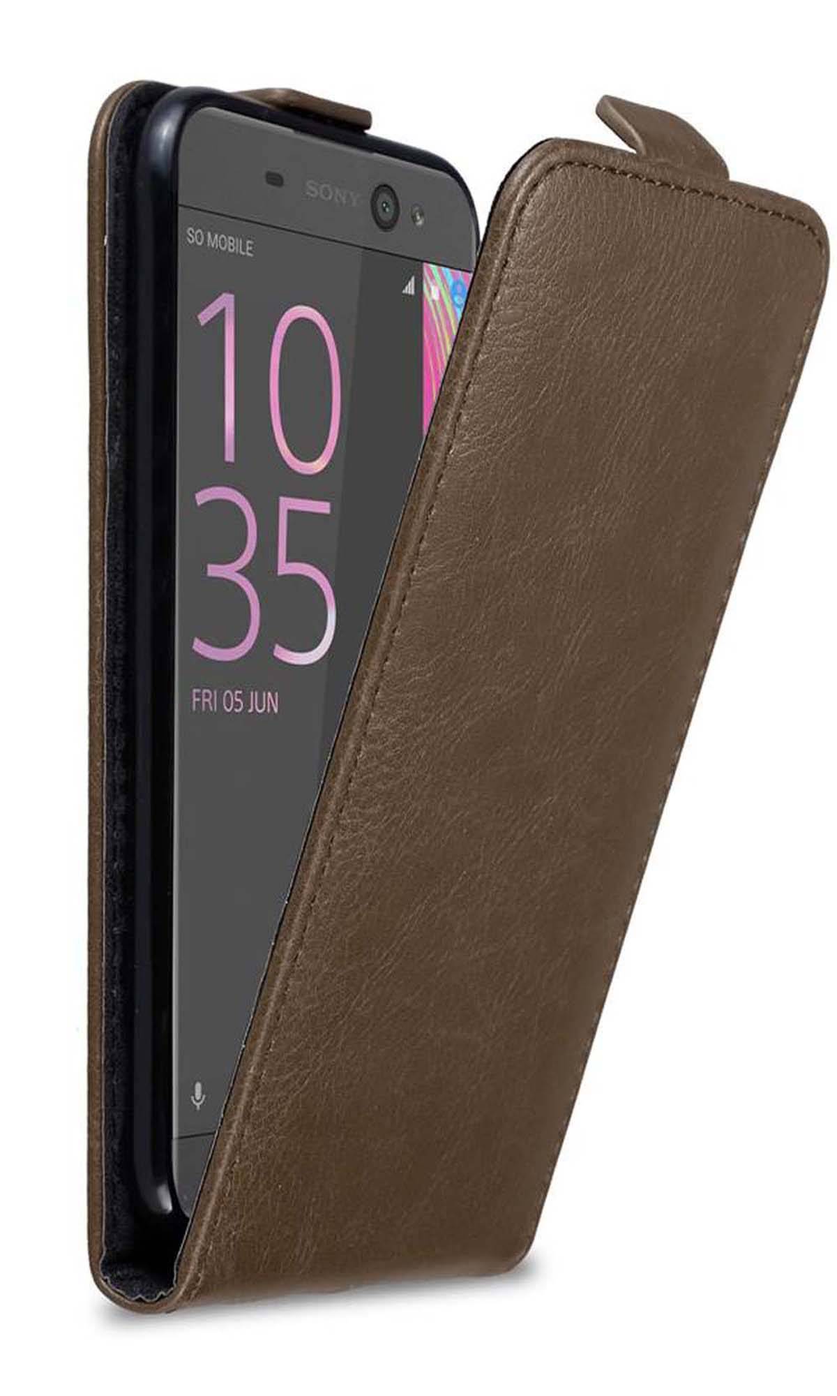 Cadorabo Hülle für Sony Xperia XA ULTRA Schutz Hülle in Braun Flip Etui Handyhülle Case Cover