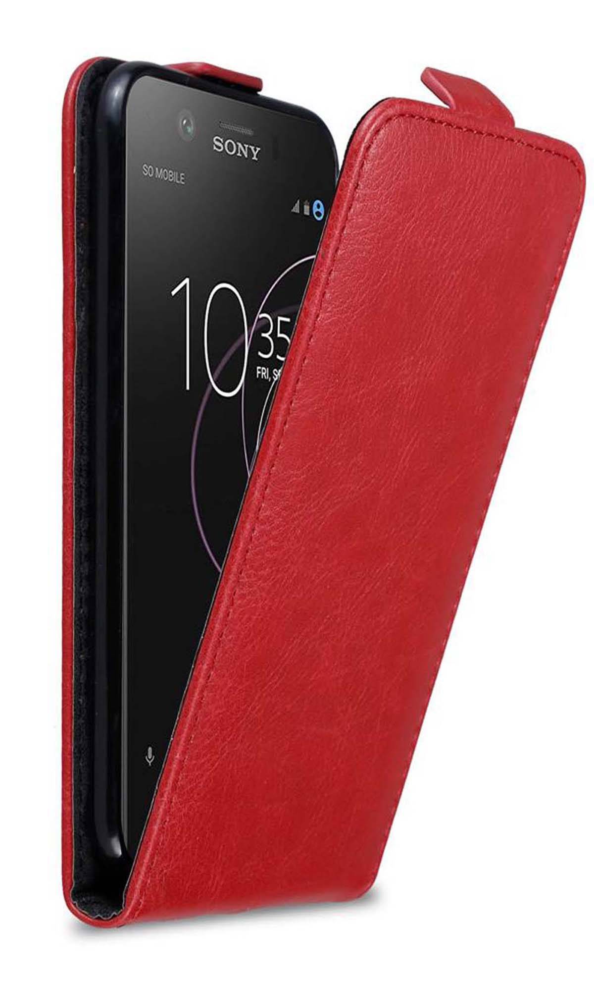 Cadorabo Hülle für Sony Xperia XZ1 COMPACT Schutz Hülle in Rot Flip Etui Handyhülle Case Cover