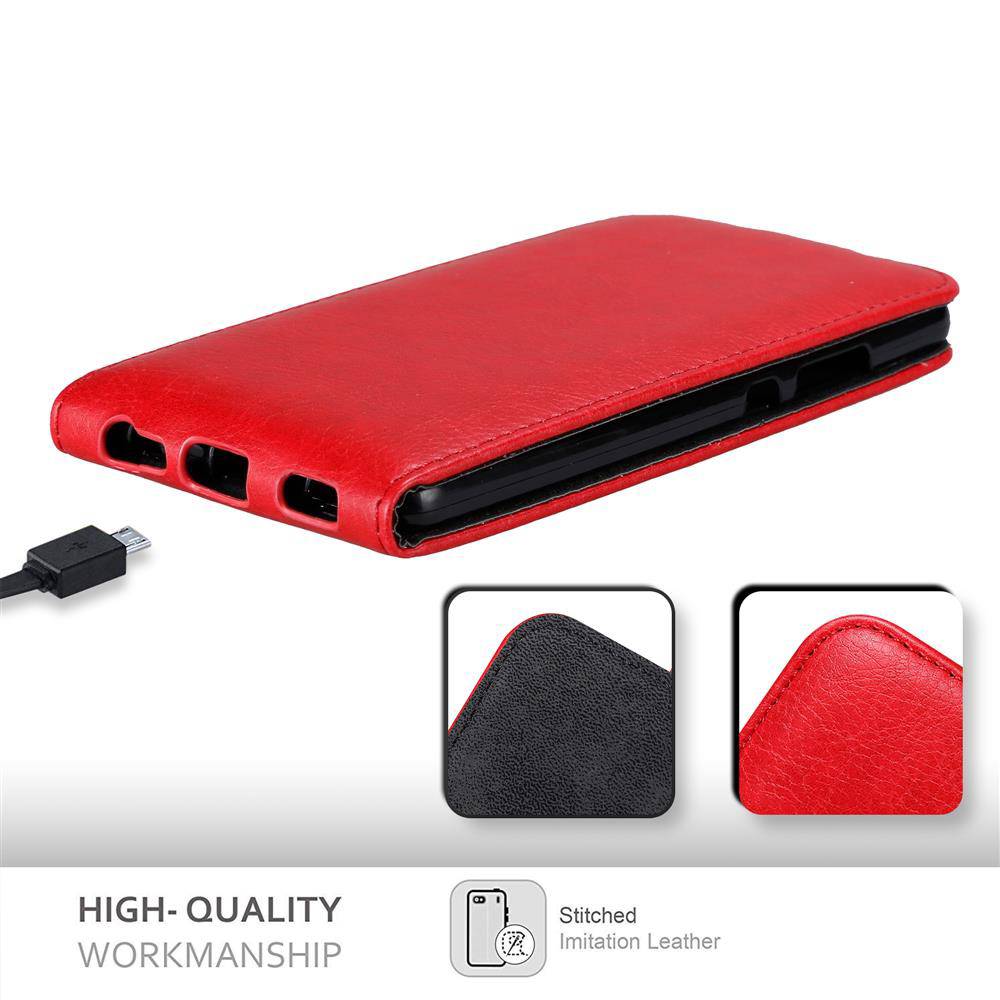 Cadorabo Hülle für Huawei P9 PLUS Schutz Hülle in Rot Flip Etui Handyhülle Case Cover