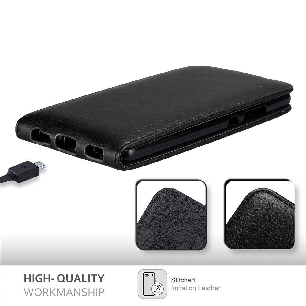 Cadorabo Hülle für Huawei P9 PLUS Schutz Hülle in Schwarz Flip Etui Handyhülle Case Cover