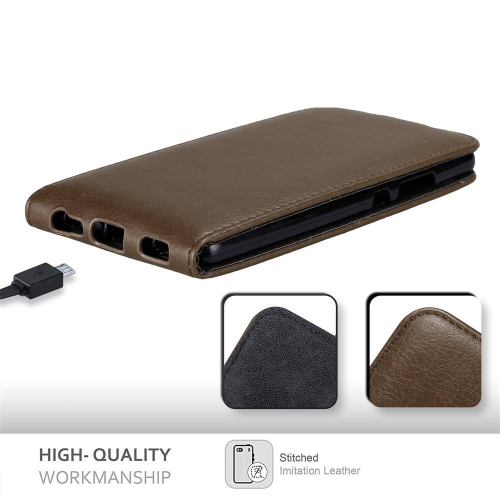 Cadorabo Hülle für Huawei P9 PLUS Schutz Hülle in Braun Flip Etui Handyhülle Case Cover