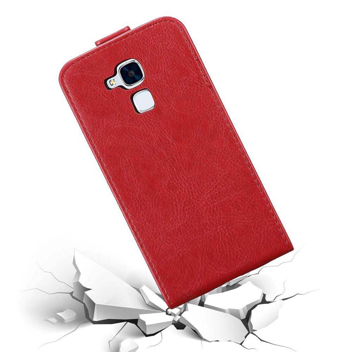Cadorabo Hülle für Honor 5C Schutz Hülle in Rot Flip Etui Handyhülle Case Cover