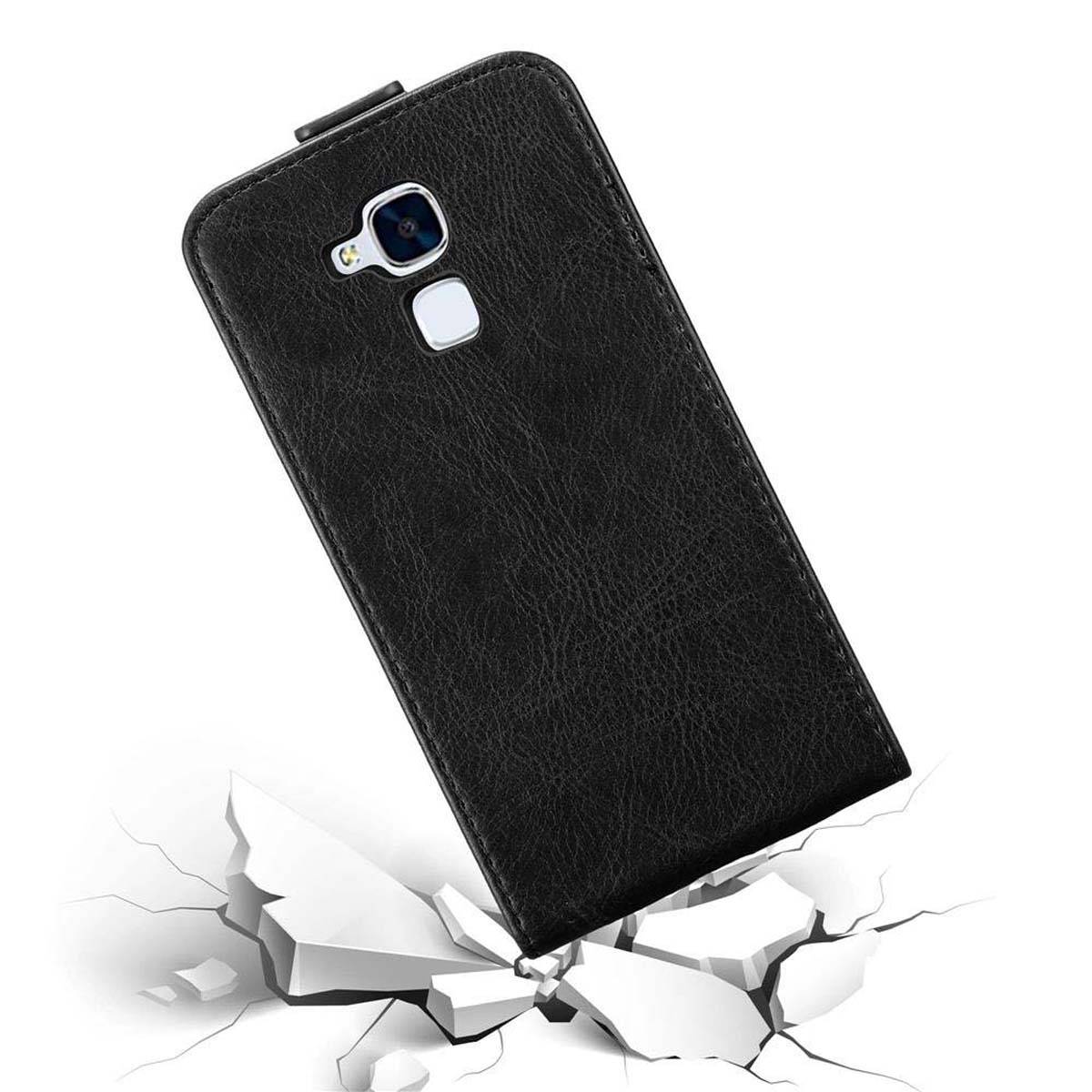 Cadorabo Hülle für Honor 5C Schutz Hülle in Schwarz Flip Etui Handyhülle Case Cover