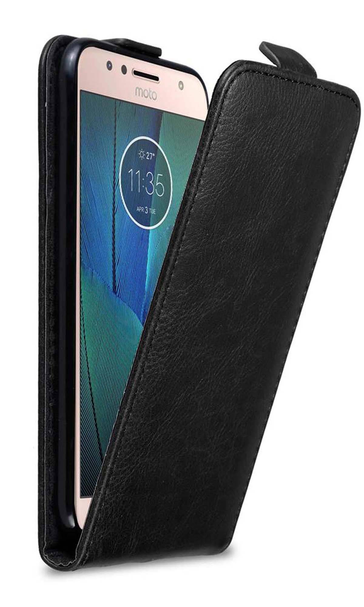 Cadorabo Hülle für Motorola MOTO G5S PLUS Schutz Hülle in Schwarz Flip Etui Handyhülle Case Cover