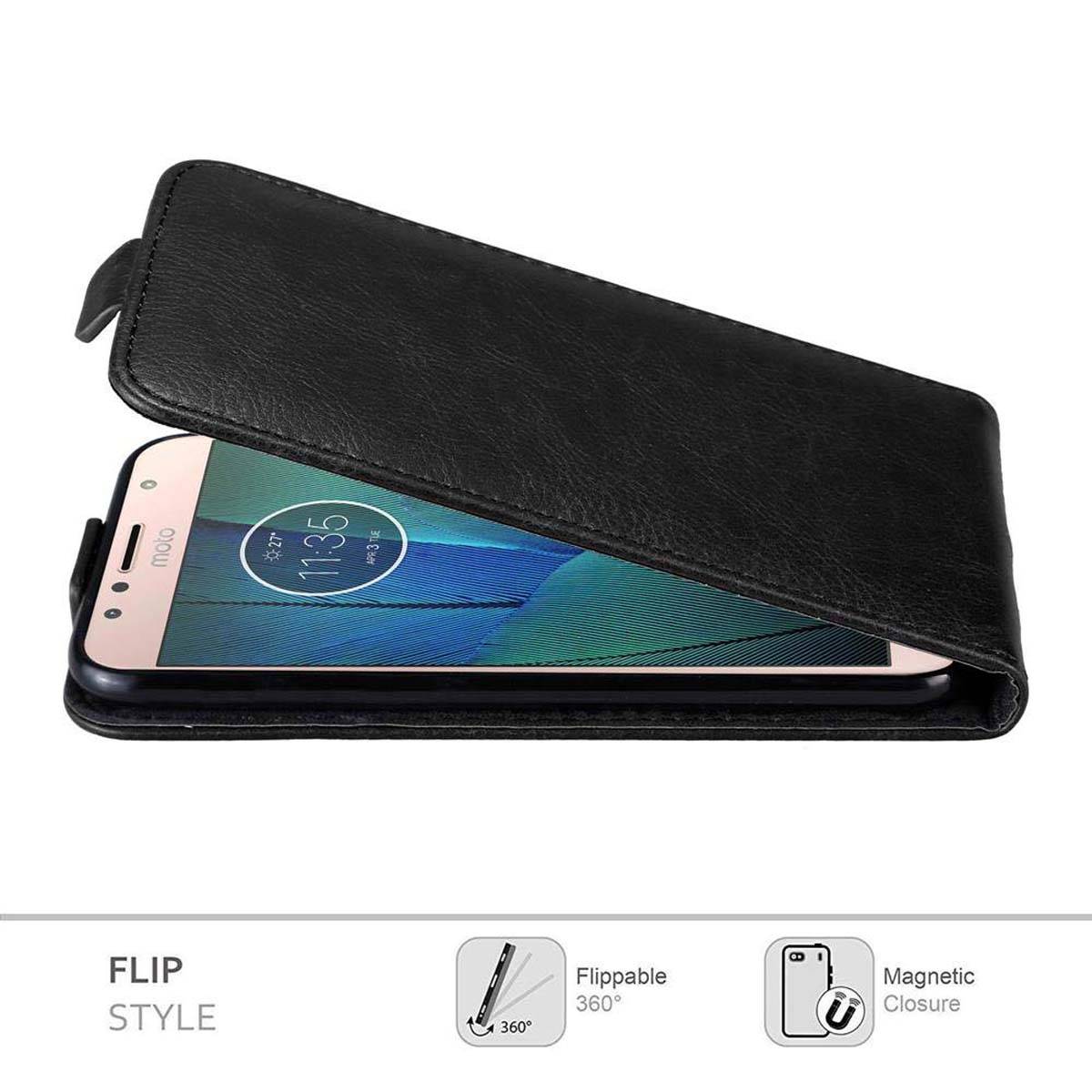 Cadorabo Hülle für Motorola MOTO G5S PLUS Schutz Hülle in Schwarz Flip Etui Handyhülle Case Cover
