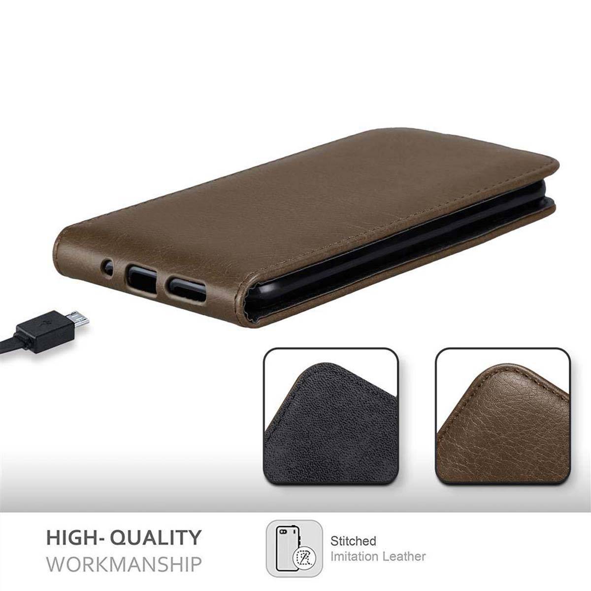 Cadorabo Hülle für Motorola MOTO G5S PLUS Schutz Hülle in Braun Flip Etui Handyhülle Case Cover