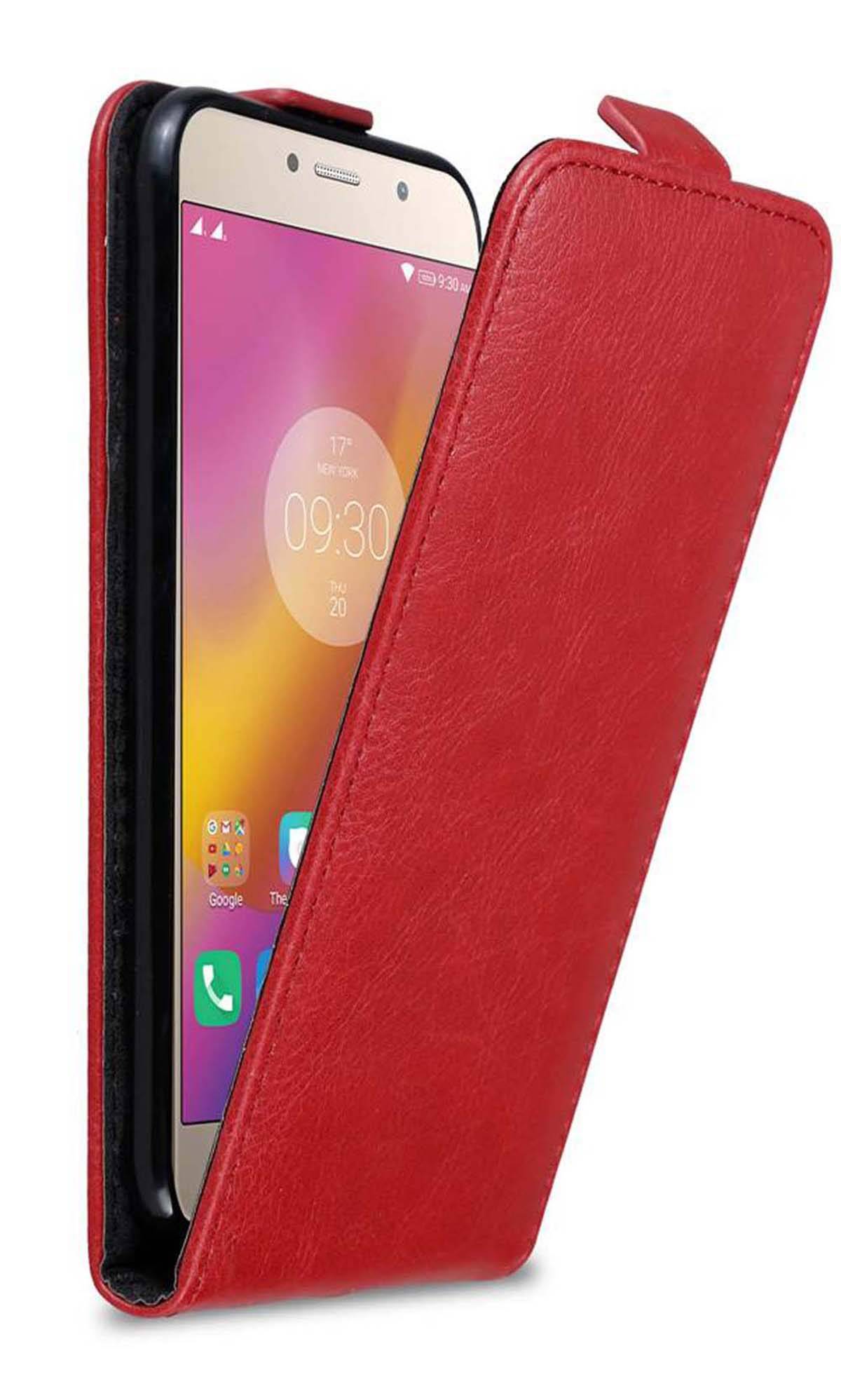 Cadorabo Hülle für Lenovo P2 Schutz Hülle in Rot Flip Etui Handyhülle Case Cover