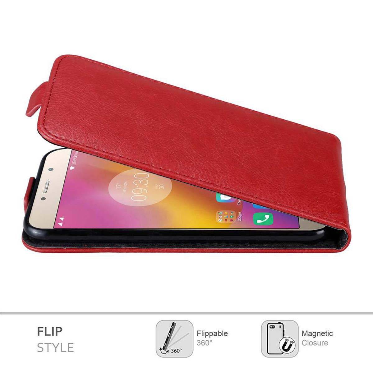 Cadorabo Hülle für Lenovo P2 Schutz Hülle in Rot Flip Etui Handyhülle Case Cover