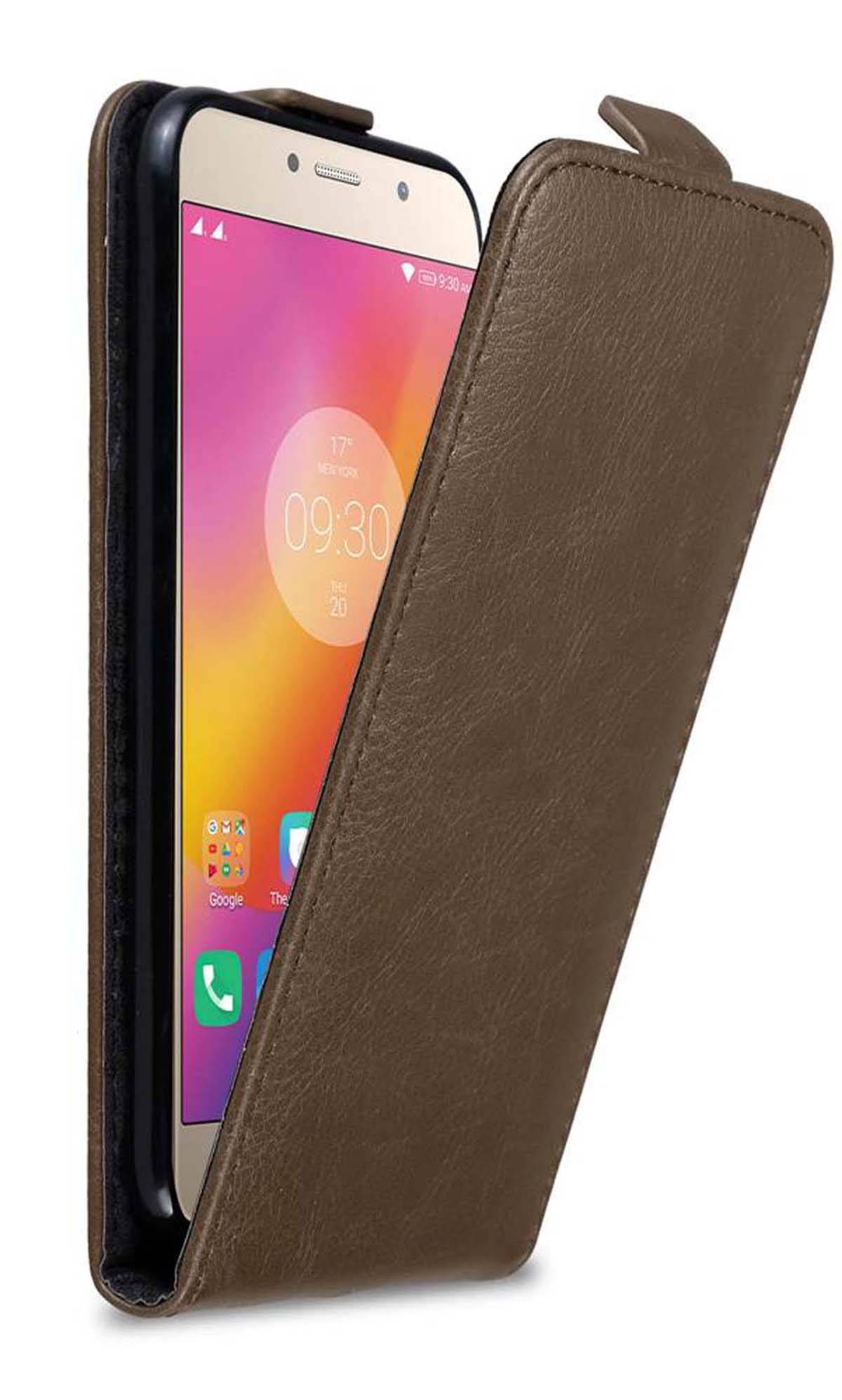 Cadorabo Hülle für Lenovo P2 Schutz Hülle in Braun Flip Etui Handyhülle Case Cover