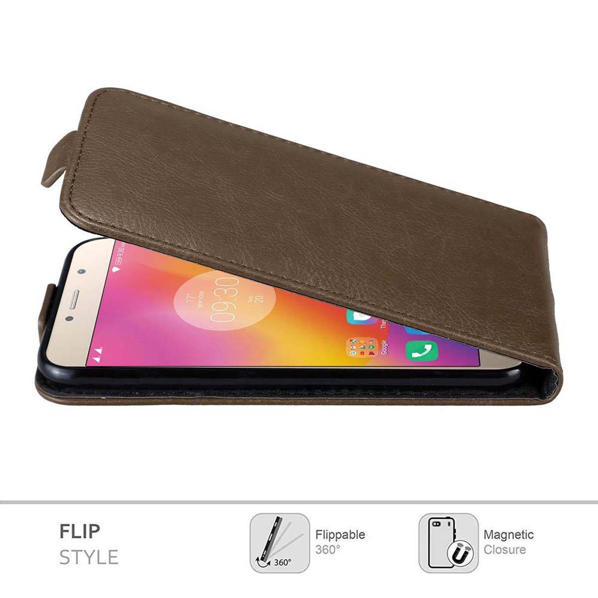 Cadorabo Hülle für Lenovo P2 Schutz Hülle in Braun Flip Etui Handyhülle Case Cover