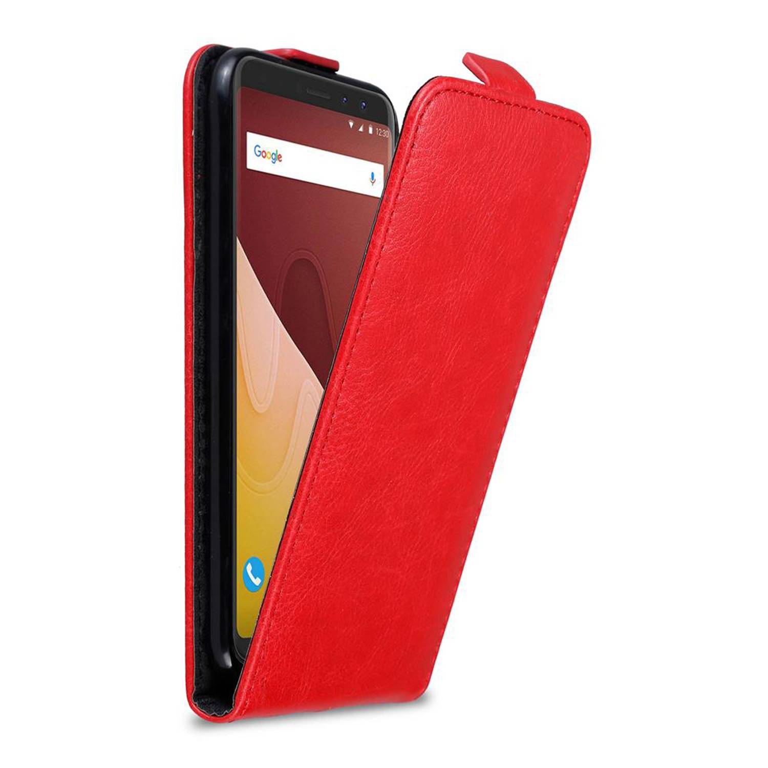 Cadorabo Hülle für WIKO VIEW PRIME Schutz Hülle in Rot Flip Etui Handyhülle Case Cover