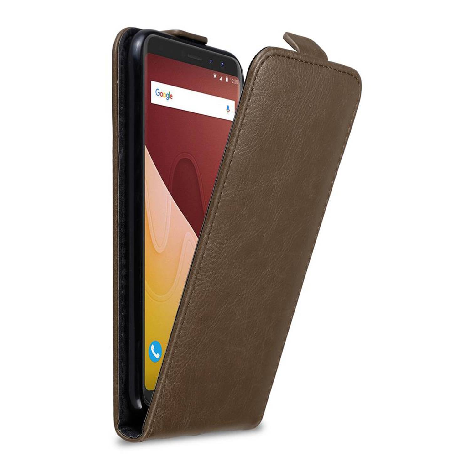 Cadorabo Hülle für WIKO VIEW PRIME Schutz Hülle in Braun Flip Etui Handyhülle Case Cover